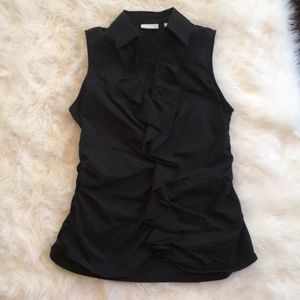 NY&Co black ruffle trim sleeveless blouse
